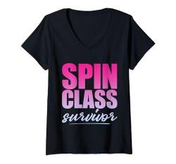 Damen Spin Class Survivor --- T-Shirt mit V-Ausschnitt von Gym Training FH