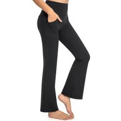 GymCope Flared Leggings Blickdicht, Bootcut Schlaghose Yogahose Damen Lang High Waist, Jazzpants mit 4 Taschen, Sporthose Damen Freizeithose für Office, Yoga, Casual von GymCope