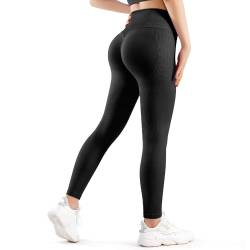 GymCope Leggings Damen Gerippte, Sport Leggings Damen Booty Scrunch, Sporthose Yogahose Damen Seamless High Waist für Wandern, Mode von GymCope