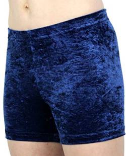 Mädchen Sport Stretch Shorts Kurze Velvet Turnhose Elastisch Crash Samt Gymnastikhose Kinder Hot Pants Dehnbar Shorty Fitness Sporthose Farbe Dunkelblau, Größe 128 von GymStern