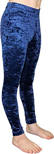 Sport Stretch Leggings Elastisch Velvet Dehnbar Crash Samt Gymnastikhose passend zum Gymnastikanzug Kinder Mädchen Hüfthose Normale Taille Bundhöhe Farbe Dunkelblau, Größe 128 von GymStern