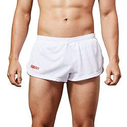 Gymskop Herren Laufshorts Marathon Schnell trocknend mit Netzfutter (ohne Taschen) Gr. XXL, weiß von Gymskop