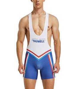 Gymskop Herren Wrestling Singuletts Athletic Supporters Slim Fit Sport Bodysuit Einteilige ärmellose Active Wrestling Trikot Gewichtheben Jumpsuits 04 Weiß XL von Gymskop