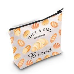 Gzrlyf Brot-Make-up-Tasche mit Aufschrift "Just a Girl Who Loves Bread Lover", Geschenk für Sauerteig, Brotbäcker, Gebäckkoch, Geschenke für Frauen (nur Brot) von Gzrlyf