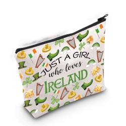 Gzrlyf Irland-Make-up-Tasche mit Irland-Motiv, Geschenktasche mit Aufschrift "Just a Girl Who Loves Irland", Irland, Irland, Geschenk für Mädchen, Just Ireland MB von Gzrlyf