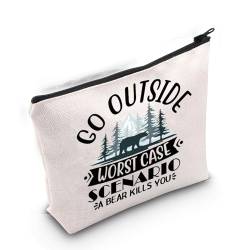 Gzrlyf Kosmetiktasche mit Aufschrift "Go Outside Worst Case Scenario A Bear Kills You", Abenteuergeschenk, Wandern, Camping-Liebhaber, Outdoor-Kosmetiktasche, Ein Bär tötet dich von Gzrlyf