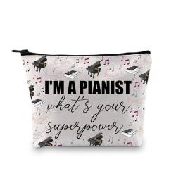 Gzrlyf Make-up-Tasche mit Aufschrift "I'm a Pianist", Geschenk für Klavierliebhaber, Klavierspieler, Lehrer, Musiklehrer, Geschenk, Reißverschlusstasche, I'm a pianist von Gzrlyf