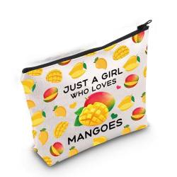 Gzrlyf Make-up-Tasche mit Aufschrift "Just a Girl Who Loves Mango", Mango-Liebhaber, Mango-Liebhaber, lustige Mango-Liebhaber, Geschenke, Just Mangos von Gzrlyf