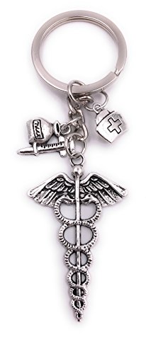 H-Customs Gesundheit Arzt Spritze Schlüsselanhänger Anhänger Silber aus Metall von H-Customs