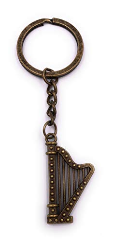 H-Customs Harfe Musik Instrument Schlüsselanhänger Anhänger Bronze aus Metall von H-Customs