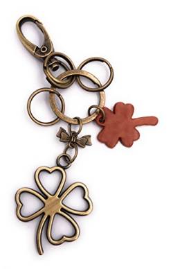 H-Customs Kleeblatt Klee Bronze aus Metall Schlüsselanhänger Anhänger besonderer Taschenanhänger von H-Customs
