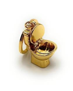 H-Customs Klo Toilette besonderer Schlüsselanhänger Anhänger Golden aus Metall von H-Customs