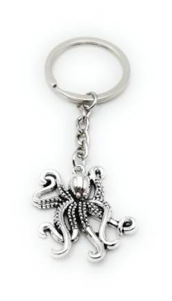 H-Customs Krake Octopus Tintenfisch Schlüsselanhänger Anhänger aus Metall Silber von H-Customs