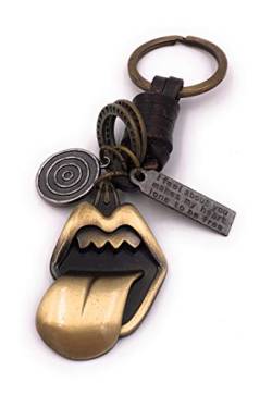 H-Customs Mund Zunge rausstecken Lippen Zähne Bronze Kunstleder besonderer Schlüsselanhänger Anhänger von H-Customs