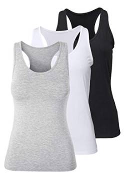 Damen Racerback Tanktops für Frauen Yoga Tank Tops Activewear Running Gym Sleeveless Exercise Shirts Basic Layer, schwarz / grau / weiß, XX-Large von H HIAMIGOS