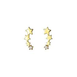 Ohrringe aus Sterlingsilber S925 Sterne, funkelnde Zirkonia für Damen und Mädchen (gold) von H'Helen