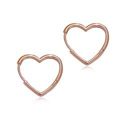 S925 Sterling Silber Creolen Herz Ohrringe für Damen Mädchen Herren 19 mm klein leicht hypoallergen H'HELEN (Farbe Roségold) von H'Helen