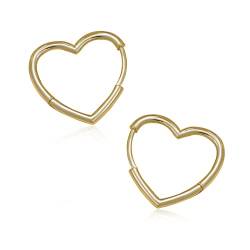 S925 Sterling Silber Creolen Herz Ohrringe für Damen Mädchen Herren 19 mm klein leicht hypoallergen H'HELEN (Gold) von H'Helen