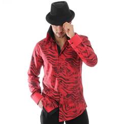 H K Mandel Rock 'n' Roll - Ära Hemd in Rot/Schwarz Gemustert, für Herren Beste Qualität, Show-und Bühnenhemd Langarm Slim Fit Größe M von H K Mandel