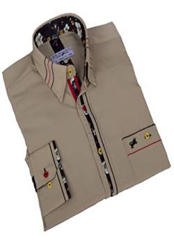 HK Mandel Designerhemd in Beige Button-Down-Kragen Größe 3XL von H K Mandel