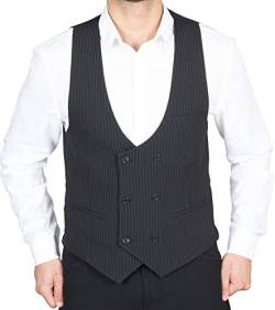 Herren Anzug Weste Anzugsweste Schwarz/Weiß gestreifte Zweireiher Weste Vintage Stil von HK Mandel Größe 56 von H K Mandel