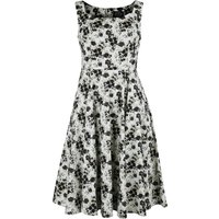 H&R London - Rockabilly Kleid knielang - Alyssa Floral Swing Dress - XS bis 4XL - für Damen - Größe XS - braun/weiß von H&R London