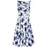 H&R London - Rockabilly Kleid knielang - Blue Rosaceae Swing Dress - S bis 3XL - für Damen - Größe L - multicolor von H&R London