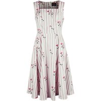 H&R London - Rockabilly Kleid knielang - Dalia Floral Swing Dress - XS bis 4XL - für Damen - Größe M - weiß/rosa von H&R London