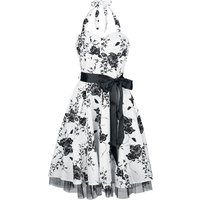 H&R London - Rockabilly Kleid knielang - Floral Long Dress - XS bis XXL - für Damen - Größe L - weiß/schwarz von H&R London