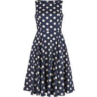 H&R London - Rockabilly Kleid knielang - Zea Swing Dress - XS bis 6XL - für Damen - Größe XXL - blau/weiß von H&R London