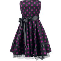 H&R London - Rockabilly Kurzes Kleid - Big Purple Dots - S bis 3XL - für Damen - Größe L - schwarz/pink von H&R London