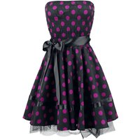H&R London - Rockabilly Kurzes Kleid - Big Purple Dots - S bis 3XL - für Damen - Größe M - schwarz/pink von H&R London