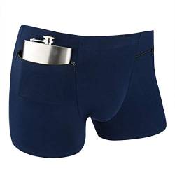 H&R Herren Boxershorts Geheime versteckte Tasche Reiseunterwäsche mit Geheimfach Front Stash Pocket Panties 2 Packs (Blau) - Blau - XX-Large von H&R