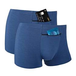 Herren Pocket Underwear with A Secret Front Stash Pocket Panties, 2 Packs (Blue), Blue, Small von H&R