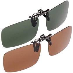 H&S Sonnenbrillen Klapp Aufsatz für Ihre Brille - 2er Set - Metall Clip Sonnenbrille zum Aufstecken für Brillenträger - Geeignet für Damen und Herren von H&S