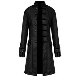 H&ZY Herren Steampunk Vintage Jacke Halloween Kostüm Retro Gothic Viktorianischen Frock Mantel Uniform - Schwarz - Small von H&ZY