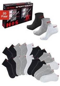 Große Größen: Kurzsocken, weiß+schwarz+grau, Gr.35/38 von H.I.S EM LBG