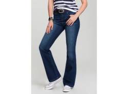 Bootcut-Jeans H.I.S "High-Waist" Gr. 31, Länge 32, blau (darkblue, used) Damen Jeans von H.I.S.