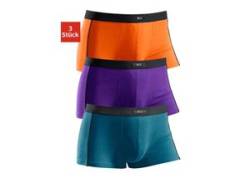 Boxershorts H.I.S Gr. 9, 3 St., bunt (orange, lila, petrol) Herren Unterhosen Sportunterwäsche in Hipster-Form mit schmalen Piping von H.I.S.
