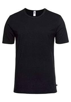 HIS Herren Basic T-Shirt mit Rundhals-Ausschnitt Slim fit Baumwolle Stretch | 2 Stück | schwarz, Gr. M von H.I.S