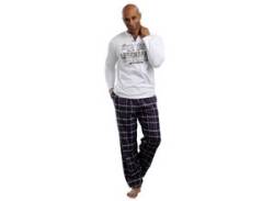 Pyjama H.I.S Gr. 56/58, bunt (weiß, marine, kariert) Herren Homewear-Sets Pyjamas von H.I.S.