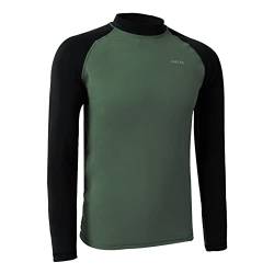 H.MILES Herren Langarm Rashguard UV Protection Shirt Schnorcheln Schwimmen Surfen Tops Base Layer Rash Vest, Green, 3XL von H.MILES