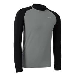 H.MILES Herren Langarm Rashguard UV Protection Shirt Schnorcheln Schwimmen Surfen Tops Base Layer Rash Vest, Grey, M von H.MILES