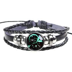 H.ZBRUJ Chic Leder Armband Verstellbare Konstellation Punk Manschette Armband Schütze Perlen Armband Star Punk Armband Mehrschicht Geflochtene Seil Armband Kette 8 Zoll 11 Zoll Für Männer Frauen von H.ZBRUJ