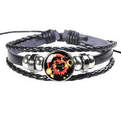 H.ZBRUJ Lederarmband Konstellation Verstellbares Leo-Manschettenarmband Perlenarmband Star Punk Armband Mehrschichtig Geflochtenes Seil Armband Kette 8 Zoll 11 Zoll Für Männer Frauen von H.ZBRUJ