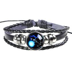 H.ZBRUJ Punk Leder Armband Verstellbare Konstellation Perlen Leder Armbänder Mehrschichtig Geflochtenes Seil Armband Für Männer Frauen von H.ZBRUJ