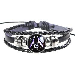 H.ZBRUJ Verstellbares Lederarmband Constellation Manschettenarmband Perlenarmband Punkarmband Mehrschichtiges geflochtenes Seilarmband Sternarmband 8-11 Zoll für Männer Frauen von H.ZBRUJ