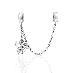 H.ZHENYUE Jewelry Clear Angel Safety Chain Clip Beads fit Bracelet Necklace for Woman Girls,925 Sterling Silver Pendant Beads with Cubic Zirconia,Birthday Christmas Halloween Valentine's Day Gifts von H.ZHENYUE