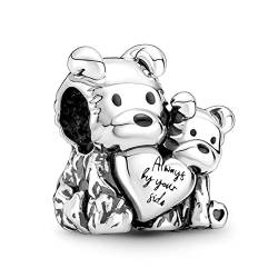 H.ZHENYUE Jewelry Dog Mother & Puppy Love Beads fit Bracelet Necklace for Woman Girls,925 Sterling Silver Pendant Beads with Cubic Zirconia,Happy Birthday Christmas Halloween Valentine's Day Gifts von H.ZHENYUE