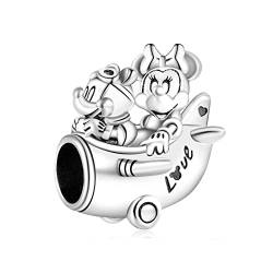 H.ZHENYUE Jewelry Mouse Airplane Charm Beads fit Bracelet Necklace for Woman Girls,925 Sterling Silver Pendant Beads with Cubic Zirconia,Happy Birthday Christmas Halloween Valentine's Day Gifts von H.ZHENYUE